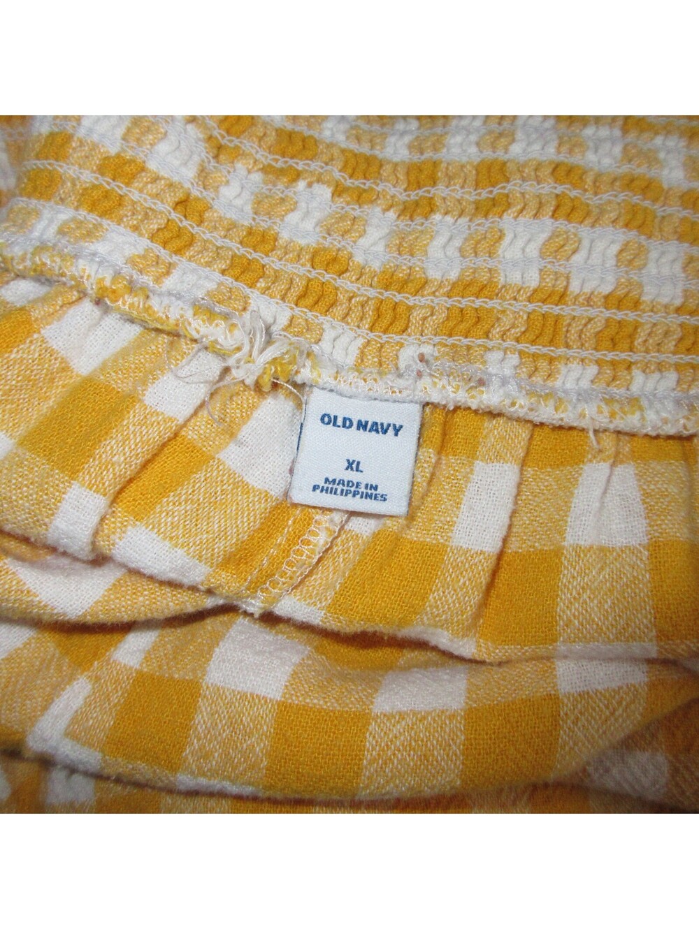 Old Navy Gingham Jumpsuit Yellow White Wide Leg Cottagecore Coastal Sz XL - Picture 9 of 9